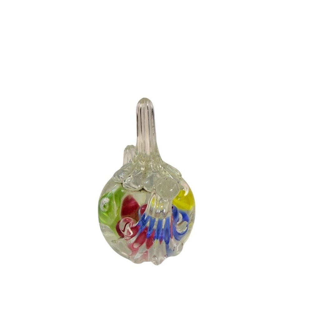 Vtg Joe St Clair‎ art glass teapot paperweight ring holder Pastel flowers - Picture 2 of 11